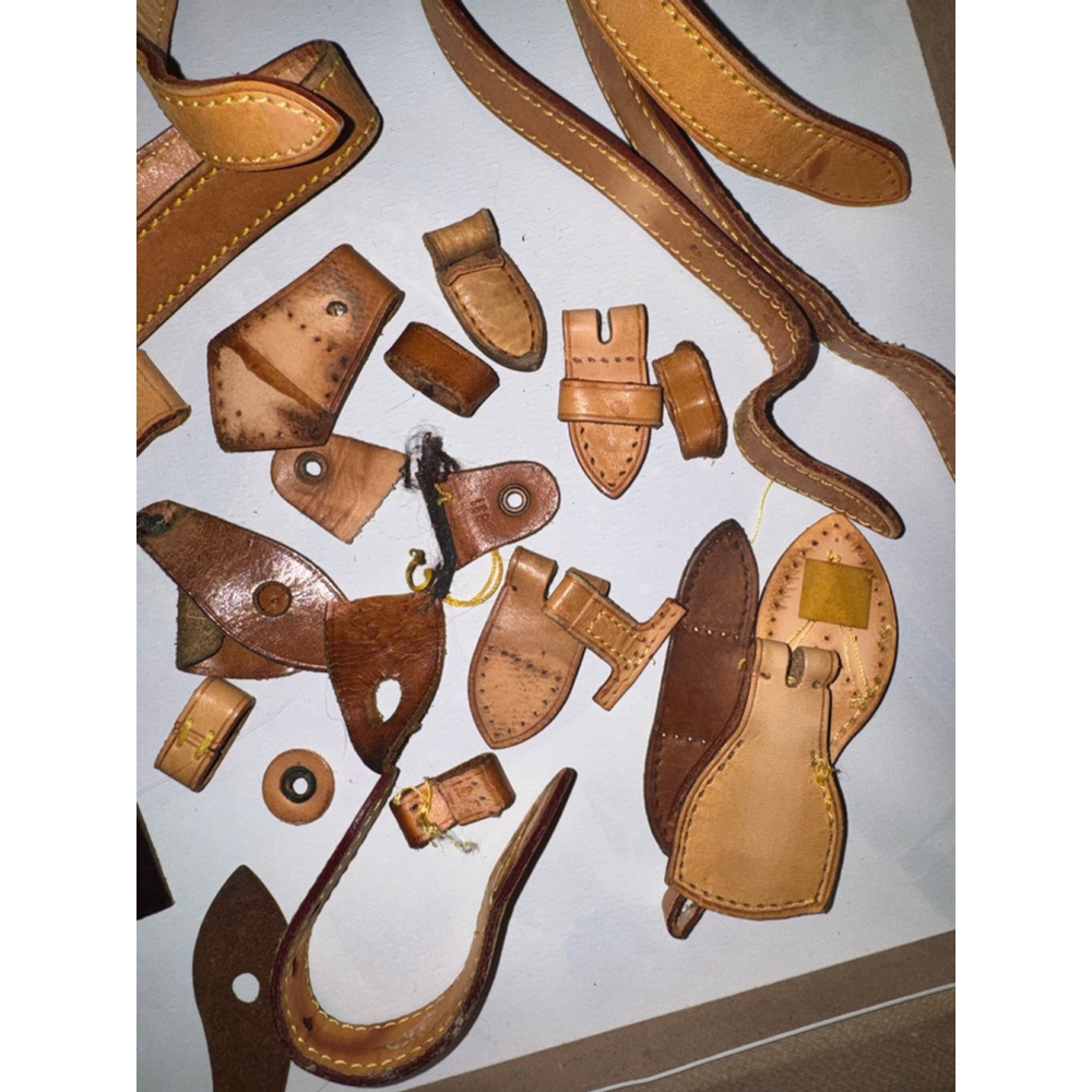 SKU-S005 | Vachetta Leather Scrap Lot Straps Tabs Repair Pieces Mixed Bundle - Picture 4 of 7